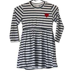 Girl's Navy | White Stripe Long Sleeve Dress Size 6